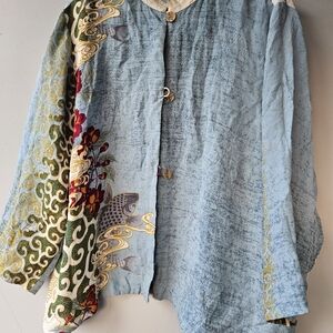 Citron vintage 100% silk floral boho beach core  blouse